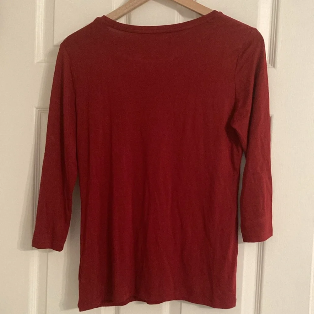 Adrienne Vittadini 3/4 Sleeve Ruffle Top Size M - Picture 3 of 7